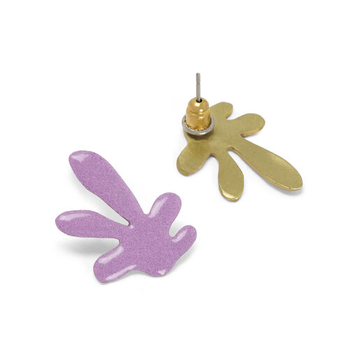 Lilac abstract brass stud earrings by Sibilia